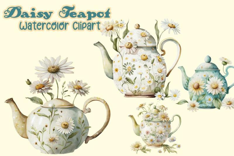 04 Files Daisy Teapot Watercolor Clipart, Daisy Teapot Sublimation | Teapots & Tea Sets Kitchen & Dining Teapots & Tea Sets