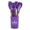 12-Piece Silicone Kitchen Utensils Set with Wooden Handles – Non-Stick Cooking Pot Kitchenware Bundle with Storage Bucke | Wooden Utensils Kitchen & Dining Wooden Utensils