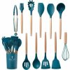 12-Piece Silicone Kitchen Utensils Set with Wooden Handles – Non-Stick Cookware, Spatula, Egg Beaters, Kitchenware Acces | Wooden Utensils Kitchen & Dining Wooden Utensils