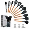 12PCS Silicone Kitchenware Set: Non-Stick Cookware Utensils with Wooden Handles | Wooden Utensils Kitchen & Dining Wooden Utensils