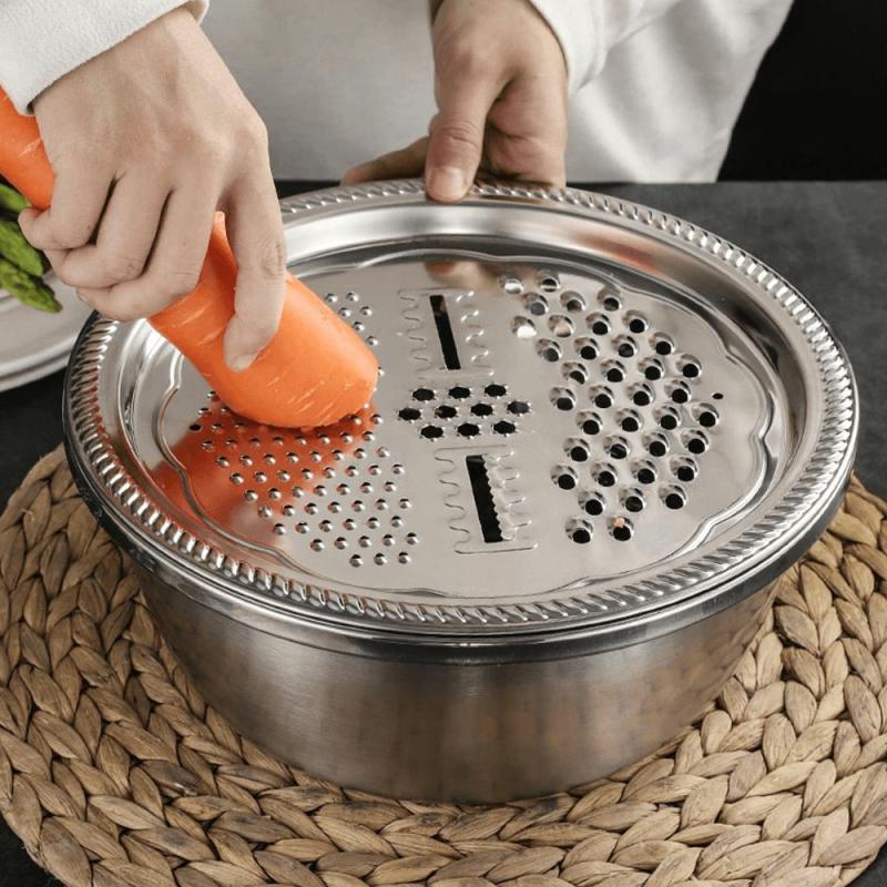 3 in 1 Stainless Steel Basin With Grater Vegetable Cutter | Vegetable Cutters & Choppers Kitchen & Dining Vegetable Cutters & Choppers