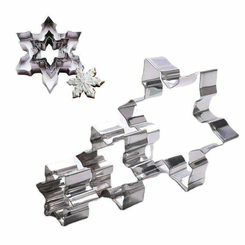 3pcs 3D Christmas Snowflake Cookie Cutter Stainless Steel | Cookie Cutters Cookie Cutters Cookie Cutters