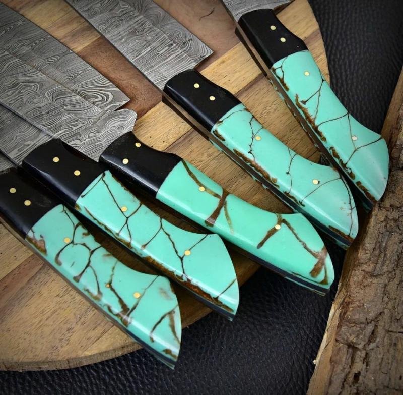 5 PC Custom Handmade Hand Forged Damascus Steel Chef Knife Set | Knives Kitchen & Dining Knives