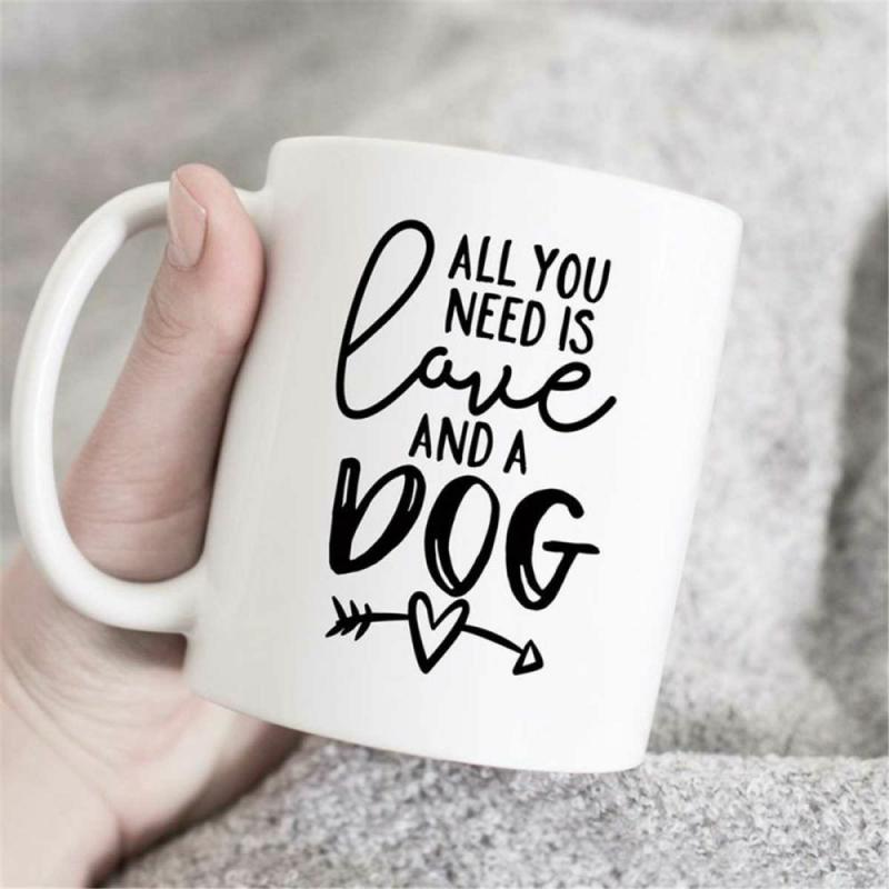 All You Need Is Love And A Dog, Dog Lover Mug, Gift For Dog Mom, Dog Mug, Dog Lover Gift, Dog quote mug, Dog funny mug, | Quote Mug Kitchen & Dining Quote Mug