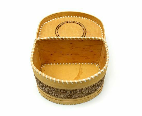 BEAR" HINGED BIRCH BARK LOAF TIN Bread box made of birch bark "Bears". For bread, herbs, fruits | Wooden Utensils Kitchen & Dining Wooden Utensils