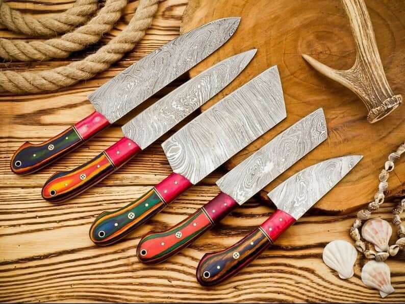 Carbon-steel-chef-kni "Chef-knife-set-with-sheath fixed-blade-chef-knife, knives-set, Handmade-Knives, Gifts-For-women. | Knives Kitchen & Dining Knives