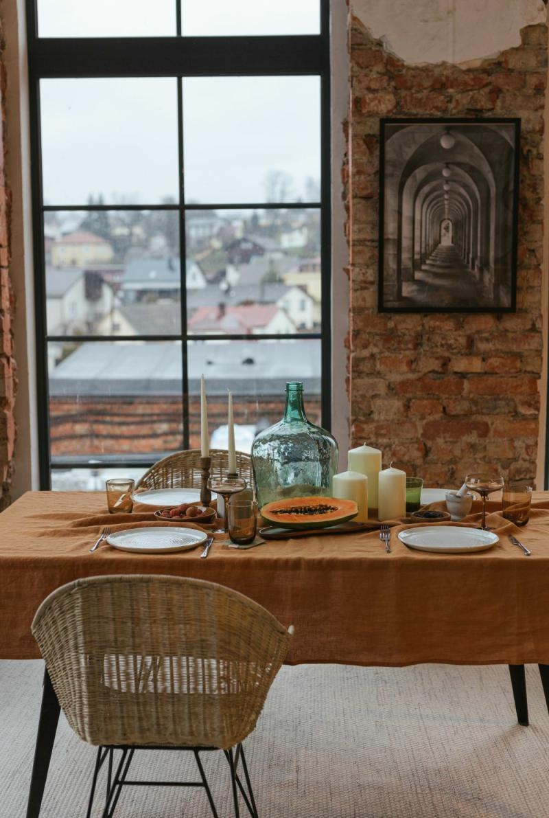 Cinnamon linen tablecloth | Table Linens Kitchen & Dining Table Linens