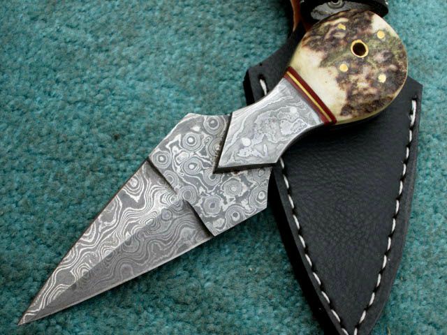 Damascus Dagger Knife , 6" Superior Hand Made Damascus Steel Dagger Boot Knife | Knives Kitchen & Dining Knives