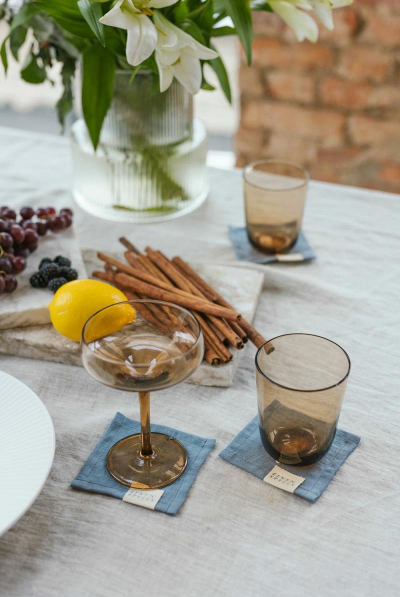 Dark Grey linen coaster set of 4 | Coasters & Trays Coasters & Trays Coasters & Trays