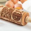 Easter engraved rolling pin Embossed dough roller Springerle embossed cookies Carved molds Eastern Bunny Gift for mom | Wooden Utensils Kitchen & Dining Wooden Utensils