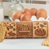 Easter engraved rolling pin Embossed dough roller Springerle embossed cookies Carved molds Eastern Bunny Gift for mom | Wooden Utensils Kitchen & Dining Wooden Utensils