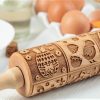 Easter engraved rolling pin Embossed dough roller Springerle embossed cookies Carved molds Eastern Bunny Gift for mom | Wooden Utensils Kitchen & Dining Wooden Utensils