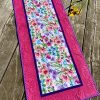 Fuchsia SPRING Table Runner, Floral Print Table Topper, QUILTED Table Topper With Summer Flowers, Summer Decor | Table Linens Kitchen & Dining Table Linens