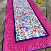 Fuchsia SPRING Table Runner, Floral Print Table Topper, QUILTED Table Topper With Summer Flowers, Summer Decor | Table Linens Kitchen & Dining Table Linens