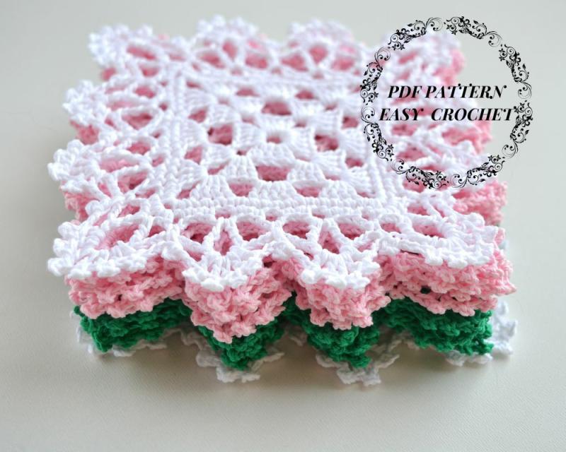 Granny square coaster crochet pattern, Beginner crochet pattern, easy photo tutorial for small crochet gift diy | Kitchen Organizers Kitchen & Dining Kitchen Organizers