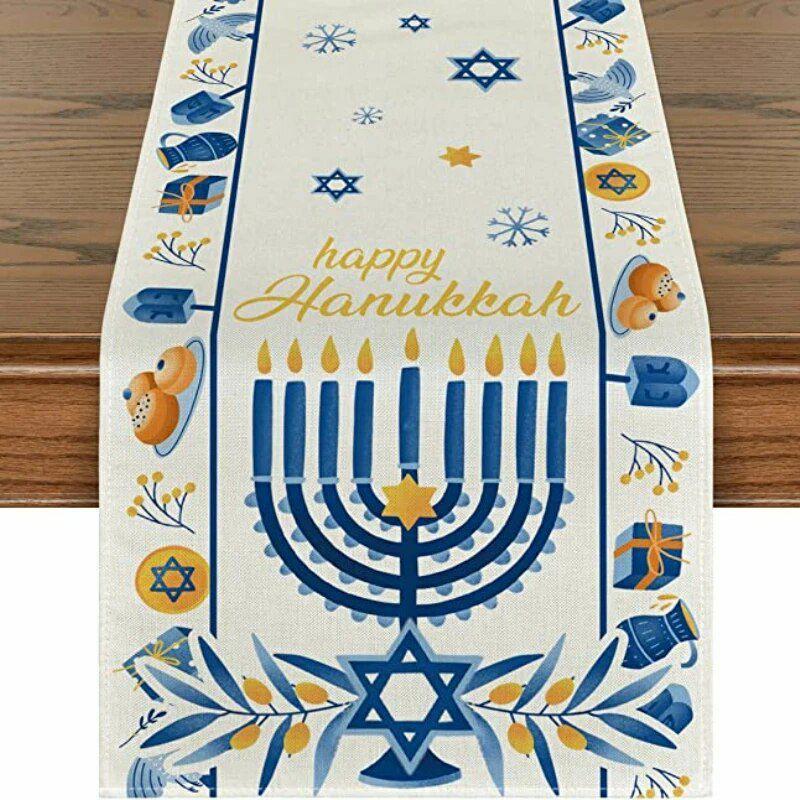 Hanukkah Menorah Table Runner: Festive Chanukah Dining Decoration | Table Linens Kitchen & Dining Table Linens