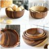 Kitchen Natural Wooden Bowl: Household Fruit & Salad Bowl for Home & Restaurant – Food Container with Wooden Utensils | | Wooden Utensils Kitchen & Dining Wooden Utensils