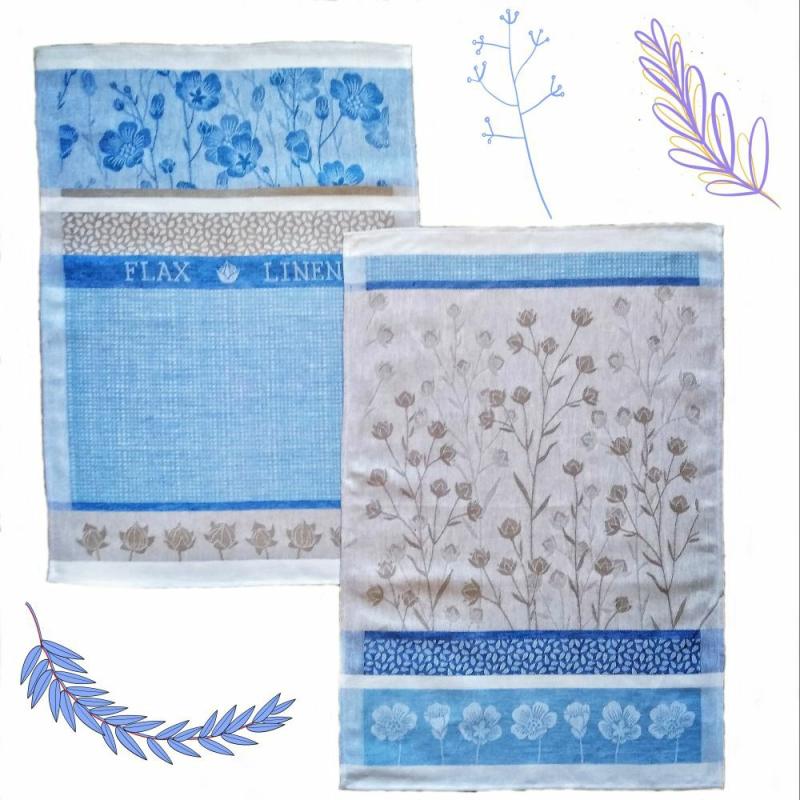 Linen tea towels 19’7 x 27’6 inches a set of 2-pieces. Jacquard weaving, double-sided weaving. | Table Linens Kitchen & Dining Table Linens