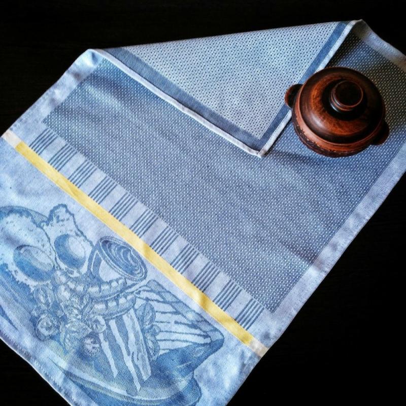 Linen towel 19’3 x 27’6 inches for the kitchen. European linen double-sided pattern Jacquard weaving | Table Linens Kitchen & Dining Table Linens