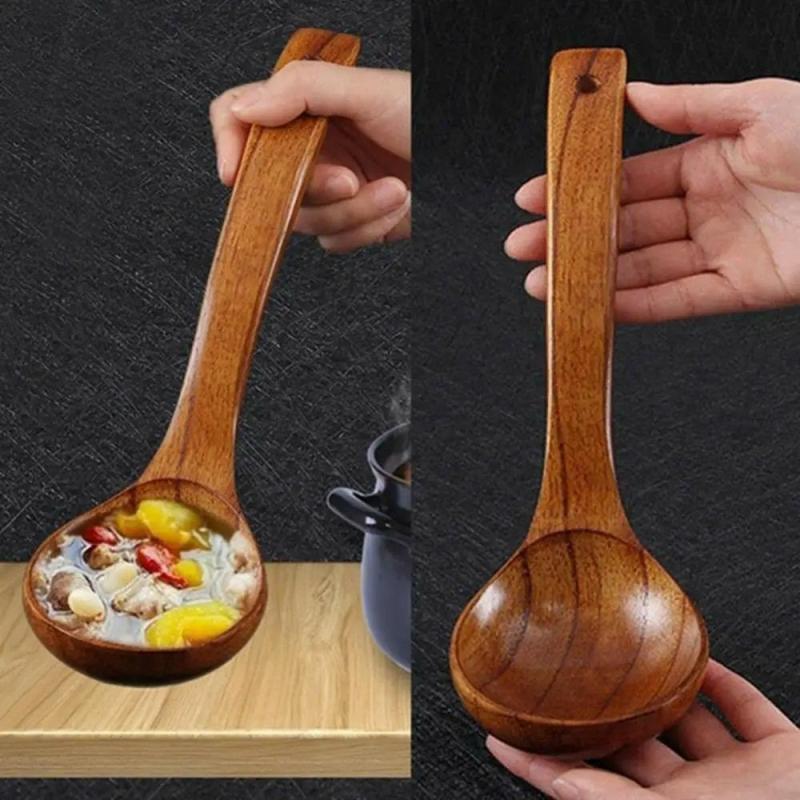 Long Handle Wooden Soup Spoons – Ideal for Cooking, Desserts, Rice – Teaspoon Cooking Utensil and Stirrer Spoon | Wooden Utensils Kitchen & Dining Wooden Utensils