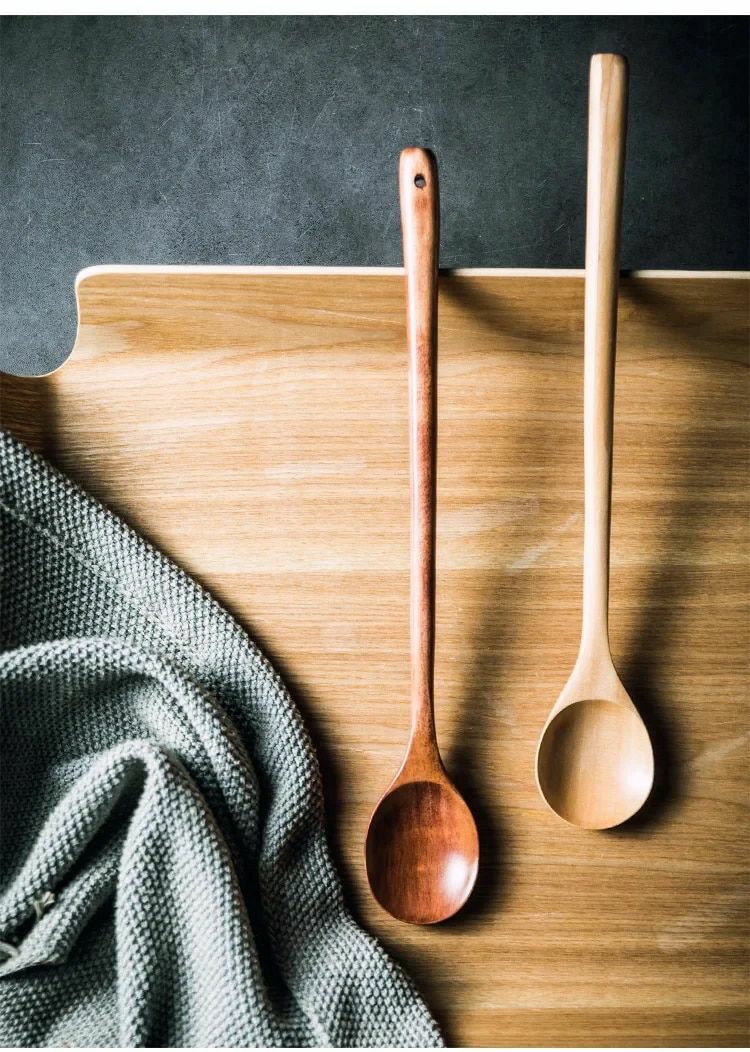 Long Handle Wooden Spoon: Eco-Friendly Kitchen Utensil for Stirring, Salad, Cooking – Sustainable Tableware | Wooden Utensils Kitchen & Dining Wooden Utensils