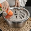 Multifunctional Stainless Steel Basin Drain Basket | Vegetable Cutters & Choppers Kitchen & Dining Vegetable Cutters & Choppers