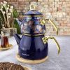 Navy Blue Teapot Set / Turkish Tea Pot Set, Turkish Samovar Tea Maker, Tea Kettle for Loose Leaf Tea, | Teapots & Tea Sets Kitchen & Dining Teapots & Tea Sets