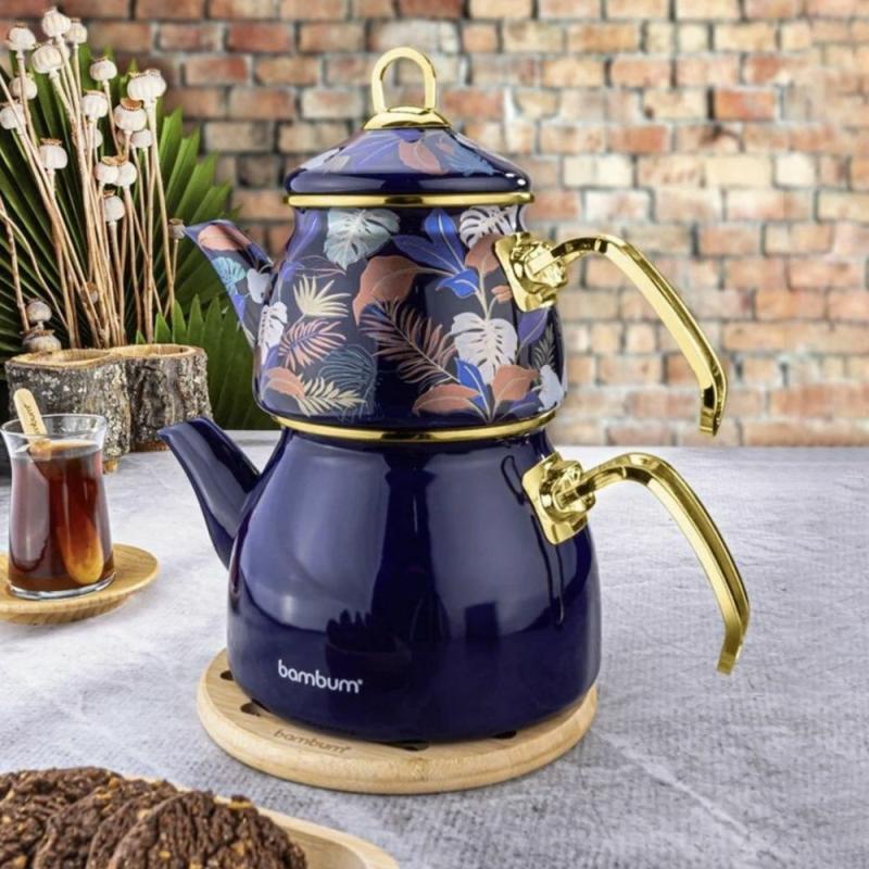 Navy Blue Teapot Set / Turkish Tea Pot Set, Turkish Samovar Tea Maker, Tea Kettle for Loose Leaf Tea, | Teapots & Tea Sets Kitchen & Dining Teapots & Tea Sets