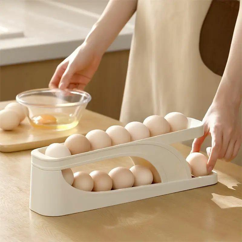 New Automatic Roll-Down Double-layer Egg Dispenser | Kitchen Organizers Kitchen & Dining Kitchen Organizers