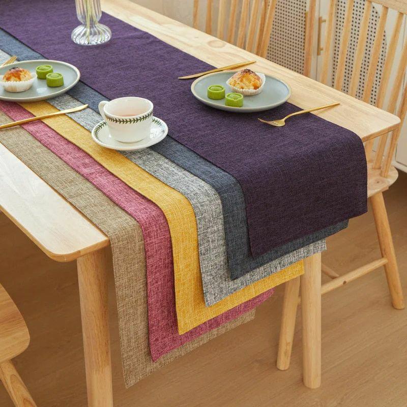 New Thick Linen Solid Color Light Luxury Table Runner – Home & Office Decor | Table Linens Kitchen & Dining Table Linens