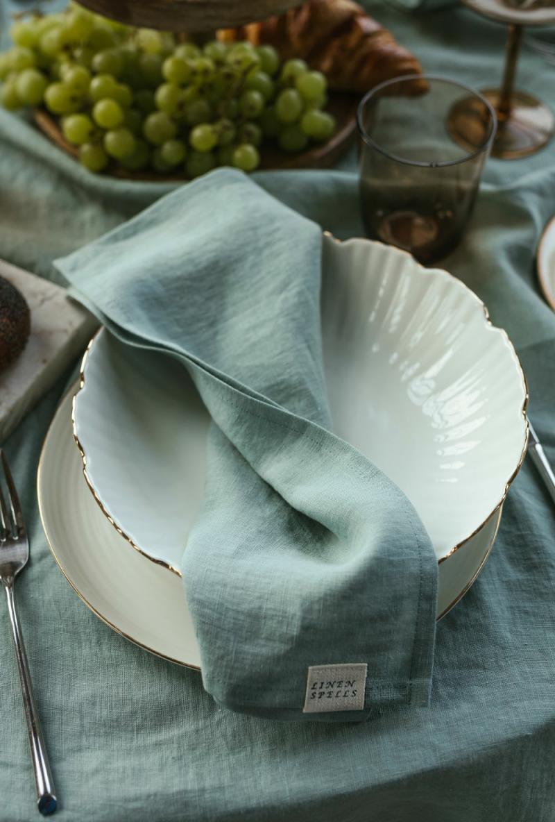 Ocean Mint linen napkin set of 2 | Table Linens Kitchen & Dining Table Linens