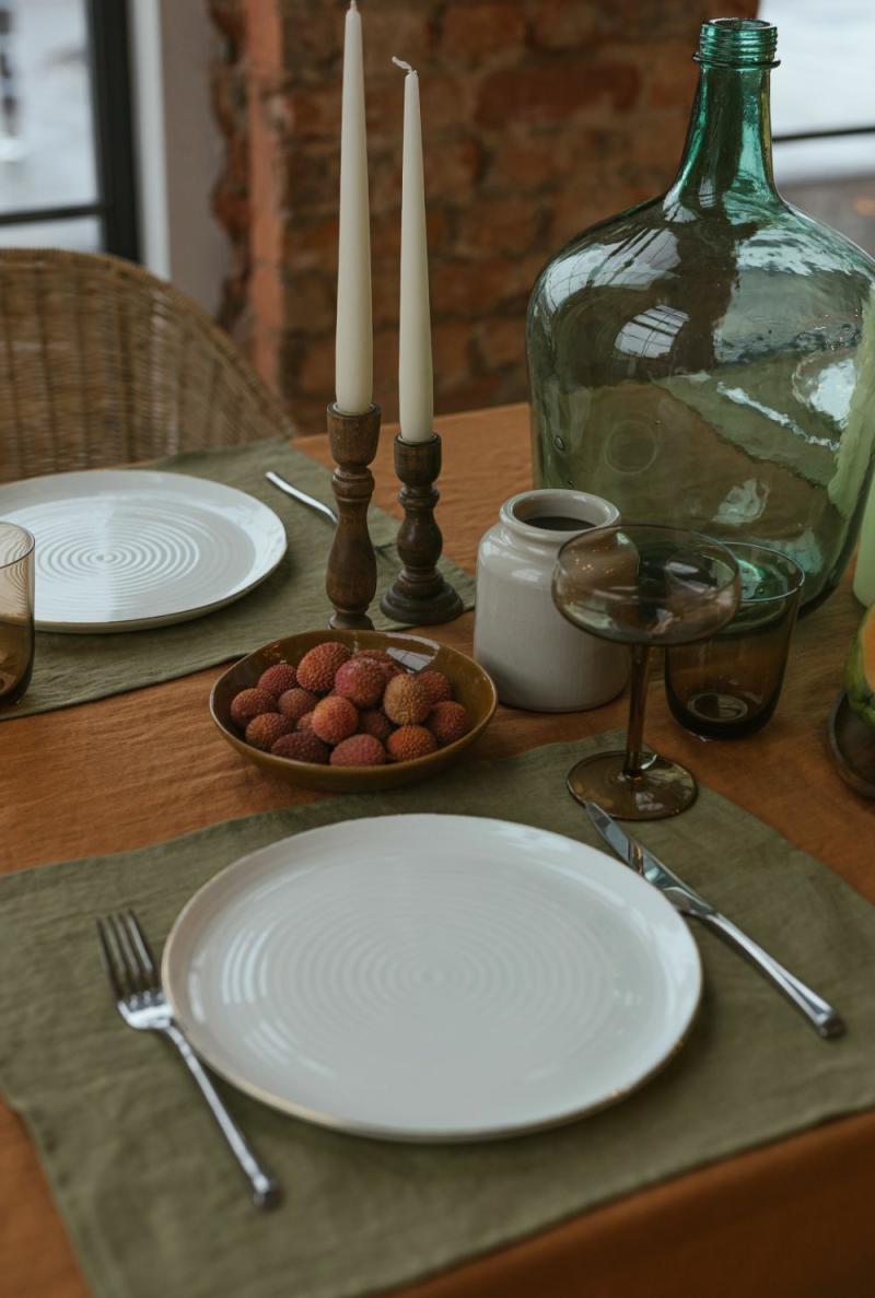 Olive Green linen placemat | Table Linens Kitchen & Dining Table Linens