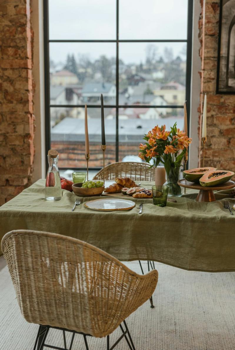 Olive Green linen tablecloth | Table Linens Kitchen & Dining Table Linens