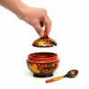 PAINTED SUGAR BOWL WITH SPOON VASE FOR JAM | Wooden Utensils Kitchen & Dining Wooden Utensils