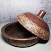 Pottery casserole Tagine large handmade from red clay Brown tagine with carved | Cookware Cookware Cookware