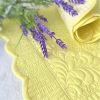 Set of 2 light yellow quilted placemats, scalloped placemat, fabrics table mats, set of 2 mats for holiday table setting | Table Linens Kitchen & Dining Table Linens