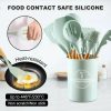 Silicone Kitchen Utensils Set: Non-Stick Cookware with Wooden Handle Spatula, Egg Beaters – Kitchenware & Accessories | Wooden Utensils Kitchen & Dining Wooden Utensils