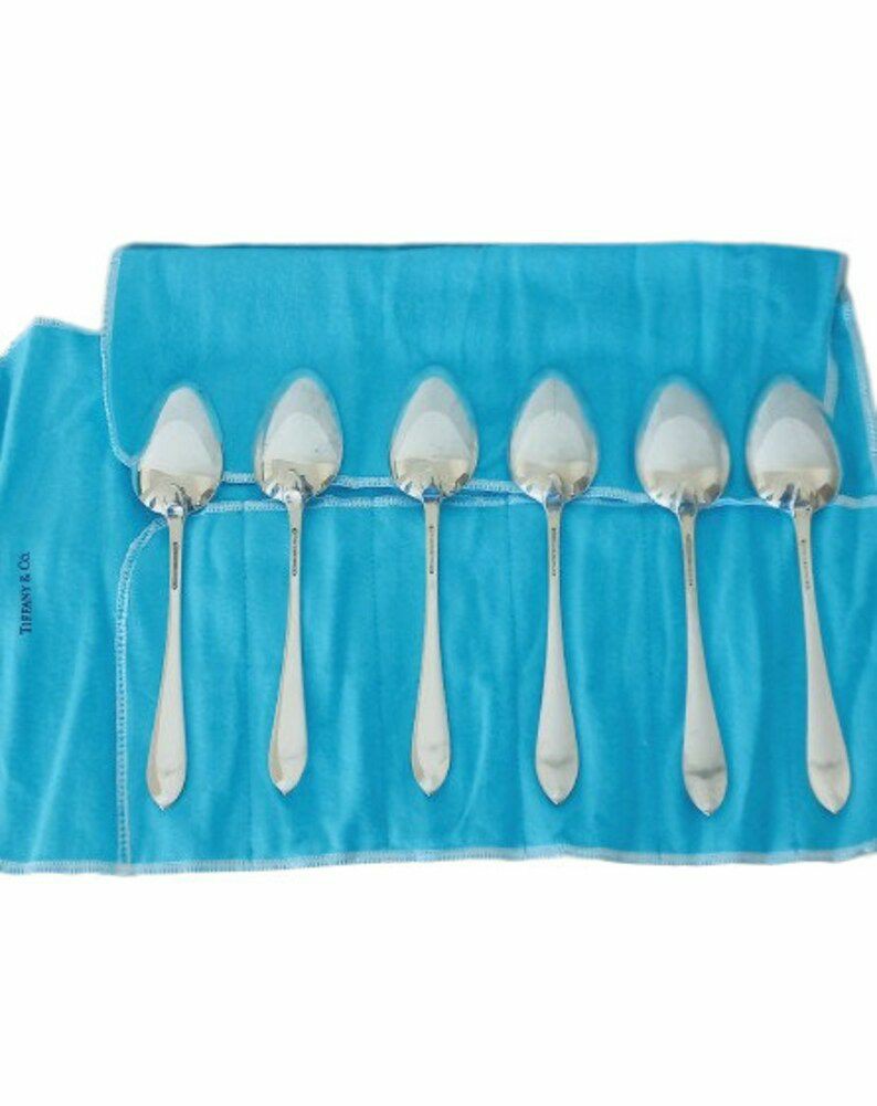 TIFFANY & CO FANEUIL 6 oval tablespoons set in sterling silver 925 table spoons cm18 inch 7.08" silverware cutlery No en | Teapots & Tea Sets Kitchen & Dining Teapots & Tea Sets