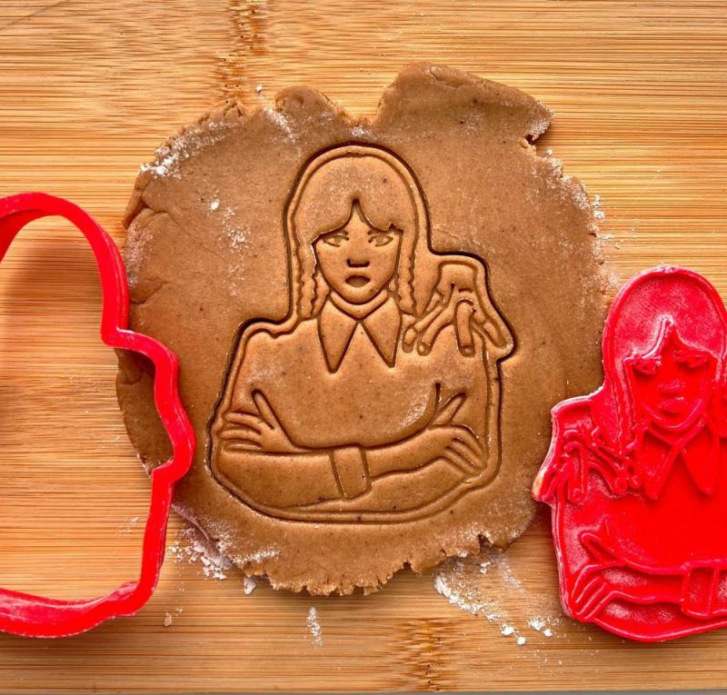 Wednesday Addams cookie cutters Custom stamp for cake topper gingerbread decor sugar cookies polimer clay silicone mold | Cookie Cutters Cookie Cutters Cookie Cutters