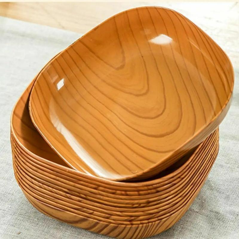 Wood Grain Plastic Square Plate: Kitchen Decorative Coaster for Cups, Pots, Coffee – Creative Kitchen Decor | Coasters & Trays Coasters & Trays Coasters & Trays