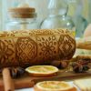 Engraved wooden rolling pin Embossed dough roller Carved molds with flowers pattern Sugar cookies Springerle biscuit | Wooden Utensils Kitchen & Dining Wooden Utensils