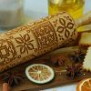 Engraved wooden rolling pin Embossed dough roller Carved molds with flowers pattern Sugar cookies Springerle biscuit | Wooden Utensils Kitchen & Dining Wooden Utensils