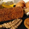 Frost embossed dough roller Wooden engraved rolling pin Christmas cookies Carved molds Gingerbread Gift for mom | Wooden Utensils Kitchen & Dining Wooden Utensils