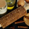 Frost embossed dough roller Wooden engraved rolling pin Christmas cookies Carved molds Gingerbread Gift for mom | Wooden Utensils Kitchen & Dining Wooden Utensils