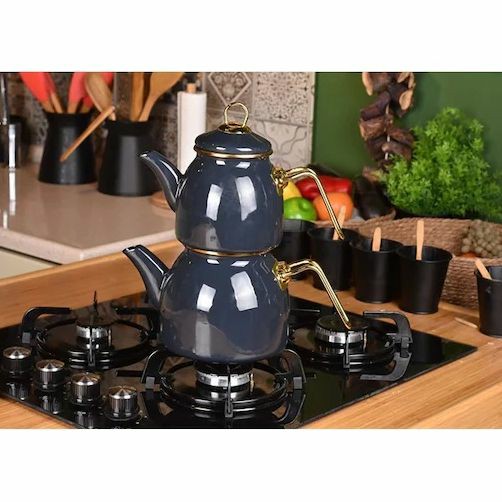 Gray Teapot Set / Turkish Tea Pot Set, Turkish Samovar Tea Maker, Tea Kettle for Loose Leaf Tea, Checkered Tea | Teapots & Tea Sets Kitchen & Dining Teapots & Tea Sets