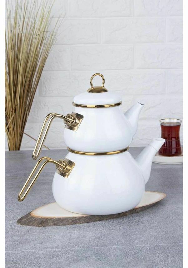 White Teapot Set / Turkish Tea Pot Set, Turkish Samovar Tea Maker, Tea Kettle for Loose Leaf Tea, Checkered Tea | Teapots & Tea Sets Kitchen & Dining Teapots & Tea Sets