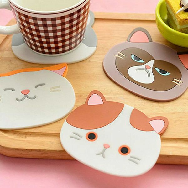 Cat Shaped Tea Coaster Cup Mat | Coasters & Trays Coasters & Trays Coasters & Trays